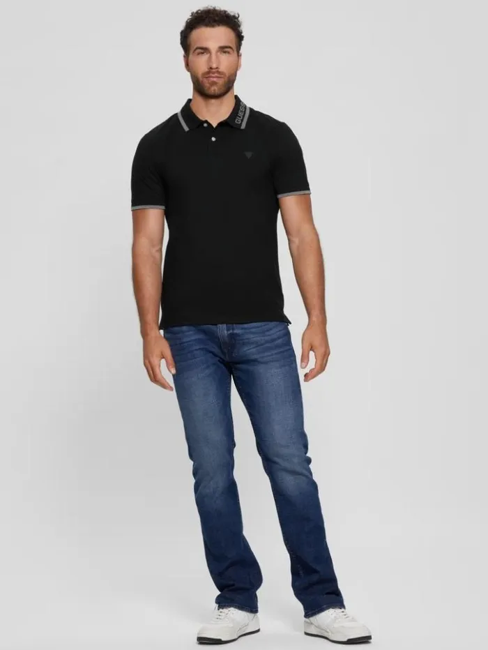Men GUESS Shirts Eco Lyle Logo Polo Black