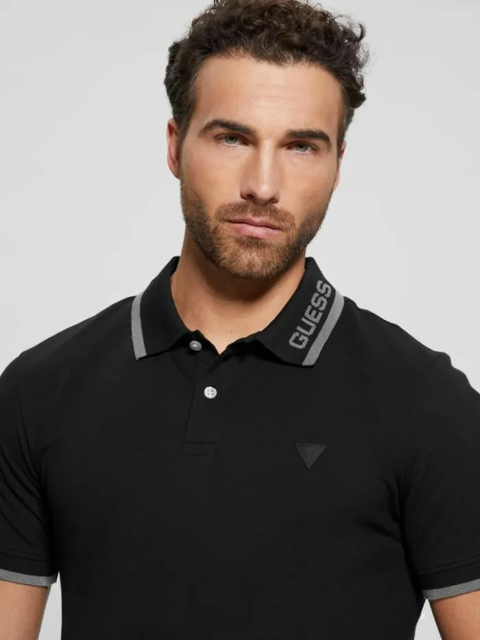 Men GUESS Shirts Eco Lyle Logo Polo Black