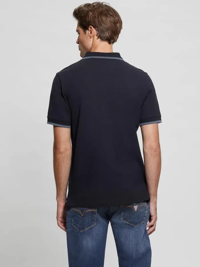 Men GUESS Shirts Eco Lyle Logo Polo Bleu lgant