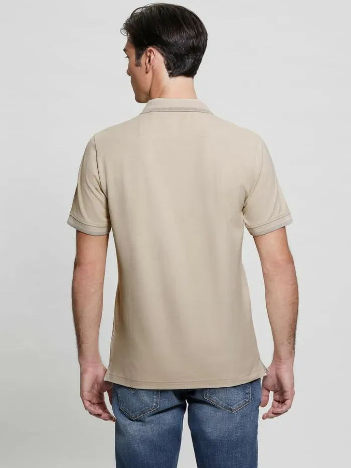Men GUESS Shirts Eco Lyle Logo Polo Light Oak