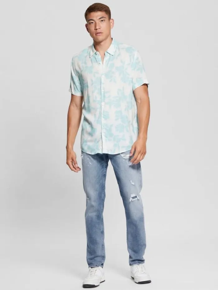 Men GUESS Shirts Eco Rayon Shadow Box Shirt Shadowbox Floral Antigua
