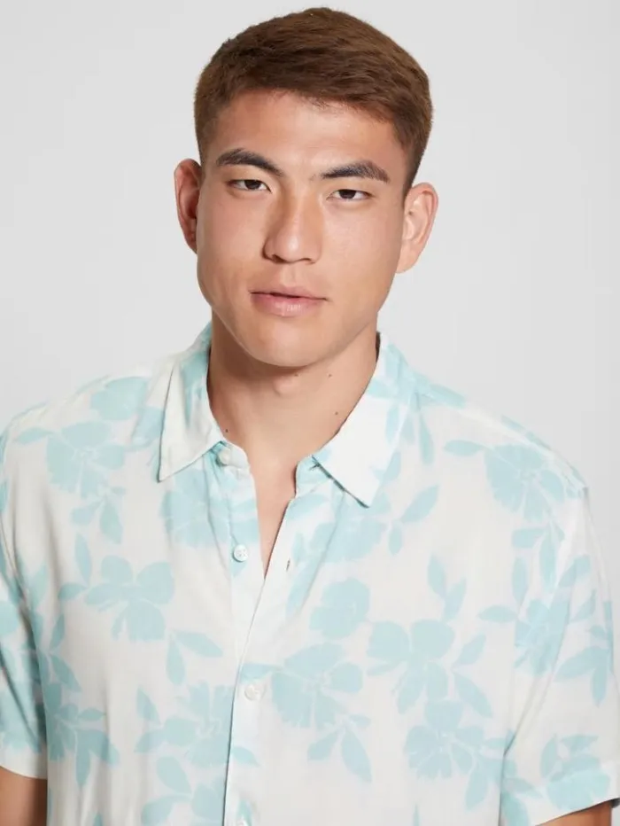 Men GUESS Shirts Eco Rayon Shadow Box Shirt Shadowbox Floral Antigua