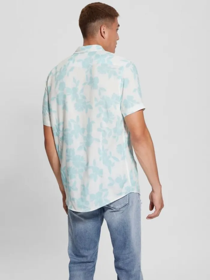 Men GUESS Shirts Eco Rayon Shadow Box Shirt Shadowbox Floral Antigua