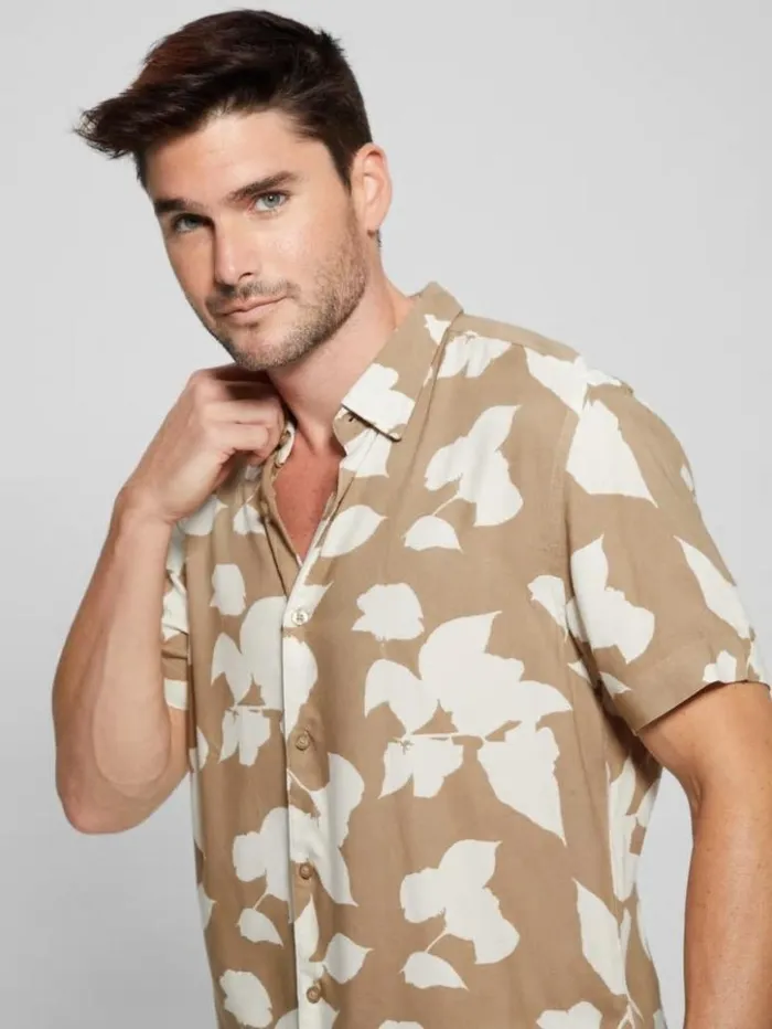 Men GUESS Shirts Eco Rayon Shadow Floral Shirt Shadowblock Floral Therm