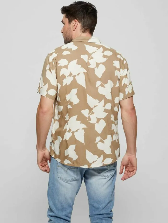 Men GUESS Shirts Eco Rayon Shadow Floral Shirt Shadowblock Floral Therm