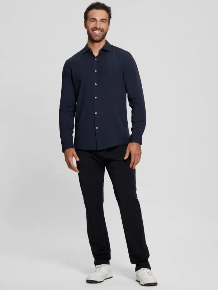 Men GUESS Shirts Eco Sunset LongSleeve Shirt Bleu lgant