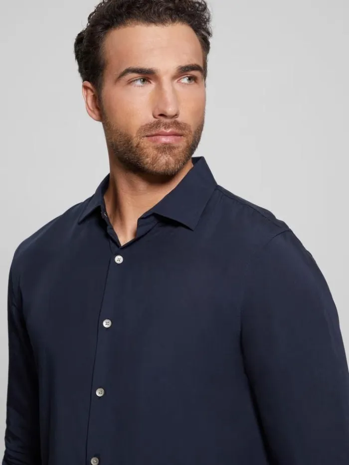 Men GUESS Shirts Eco Sunset LongSleeve Shirt Bleu lgant