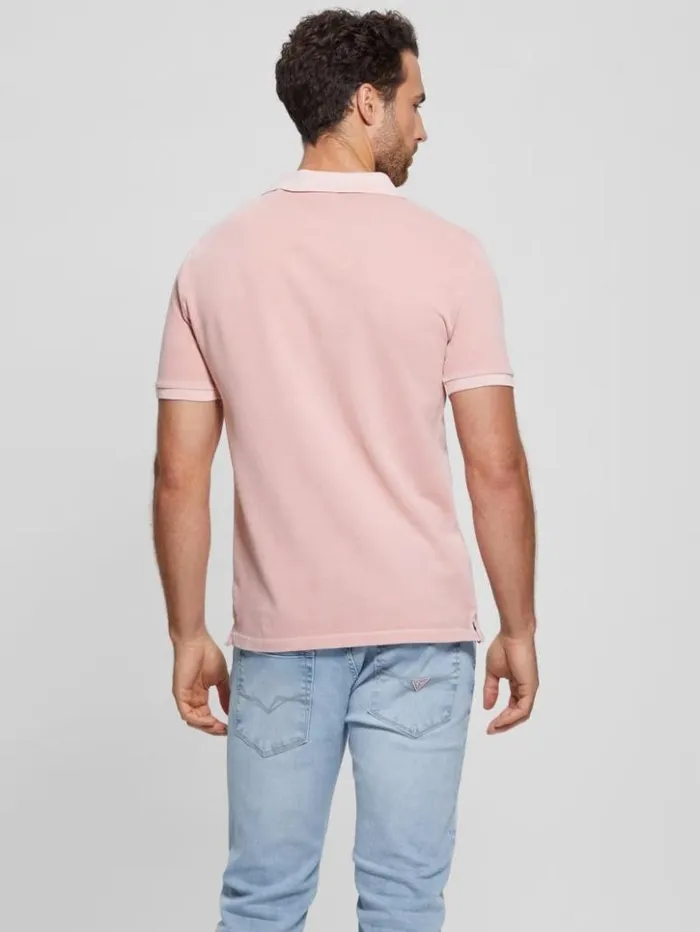 Men GUESS Shirts Eco Washed Polo Blush Cotton