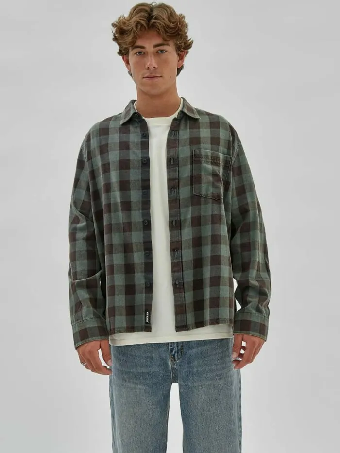 Men GUESS Shirts GUESS Originals Brushed Gingham Flannel Jet Black Multi