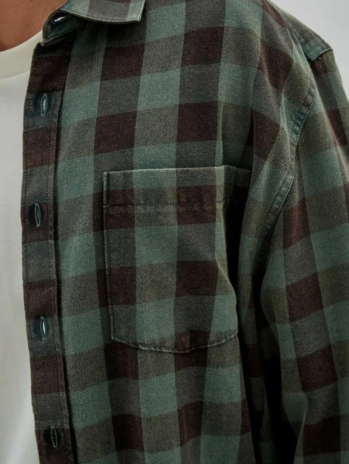Men GUESS Shirts GUESS Originals Brushed Gingham Flannel Jet Black Multi