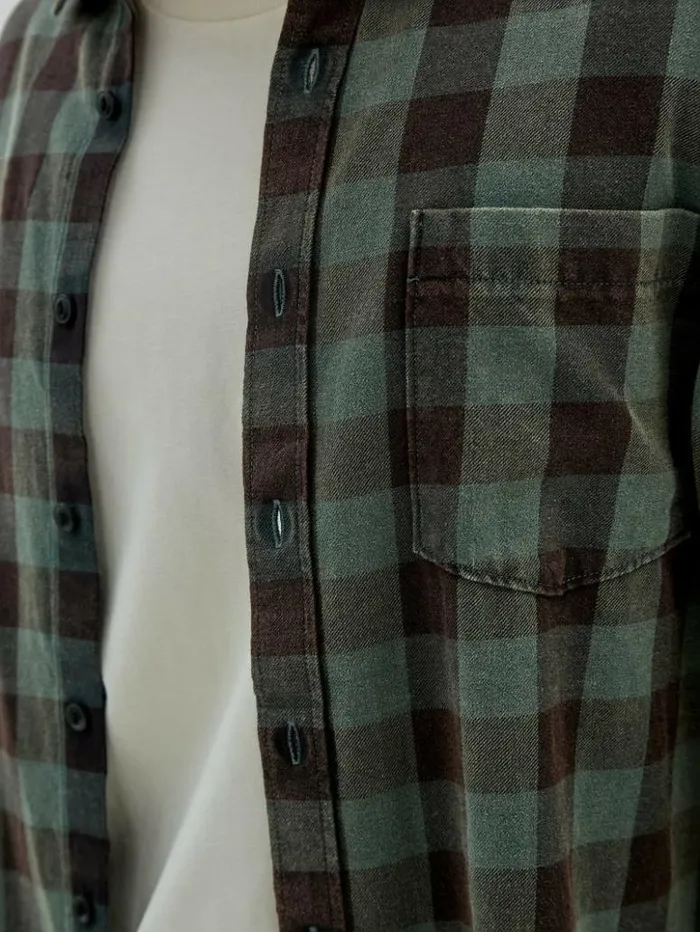 Men GUESS Shirts GUESS Originals Brushed Gingham Flannel Jet Black Multi