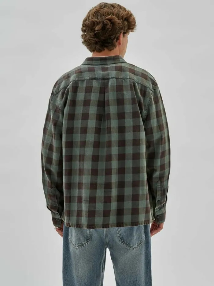 Men GUESS Shirts GUESS Originals Brushed Gingham Flannel Jet Black Multi