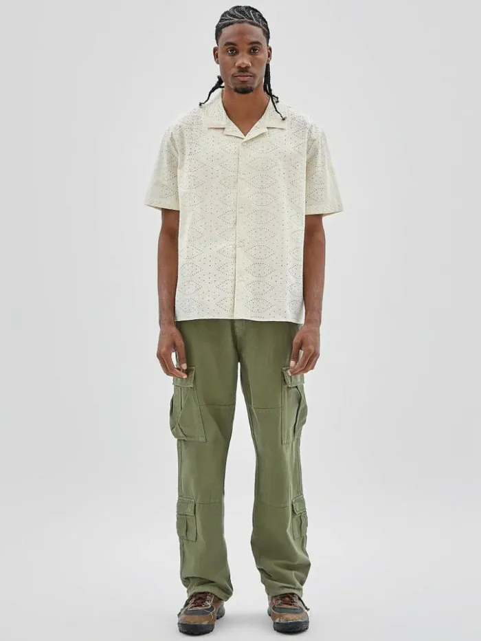 Men GUESS Shirts GUESS Originals Eyelet Shirt Sandy Shore