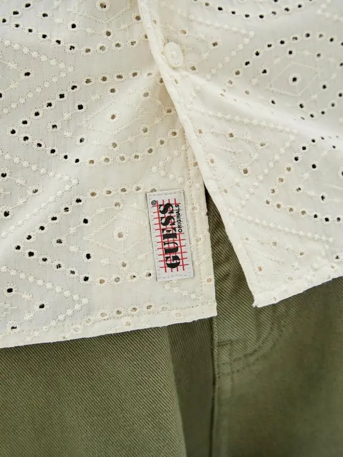 Men GUESS Shirts GUESS Originals Eyelet Shirt Sandy Shore