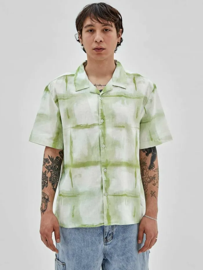Men GUESS Shirts GUESS Originals Painter Shirt Green Fairway Multi