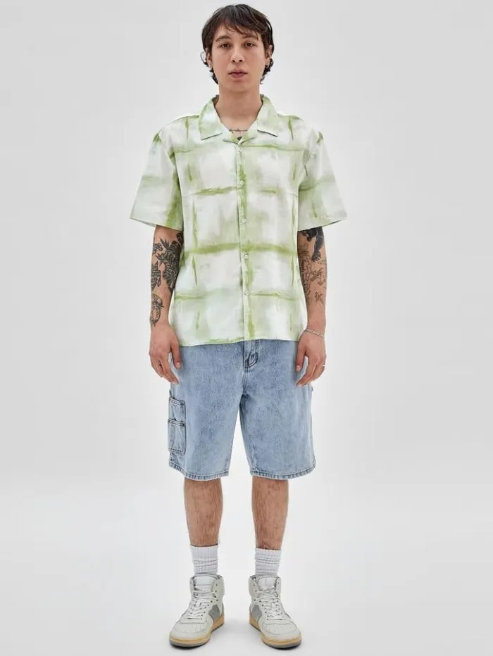 Men GUESS Shirts GUESS Originals Painter Shirt Green Fairway Multi