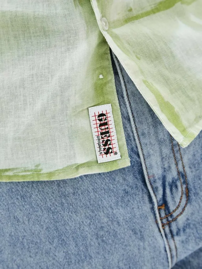 Men GUESS Shirts GUESS Originals Painter Shirt Green Fairway Multi