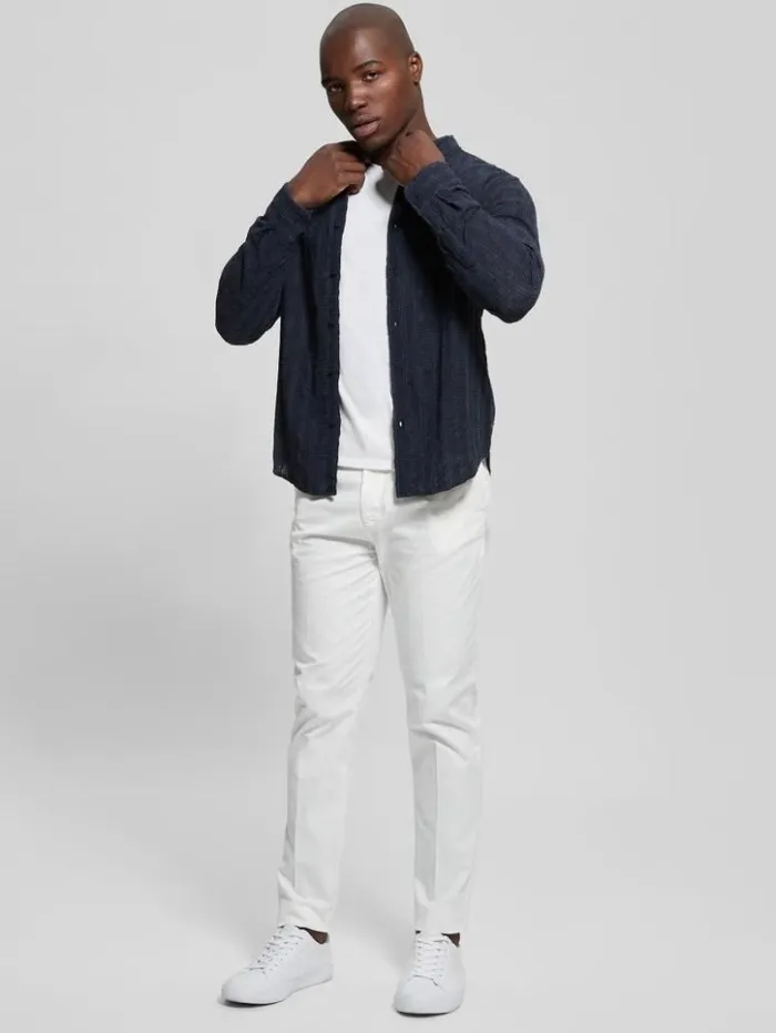 Men GUESS Shirts Indio Embroidered Shirt Bleu lgant