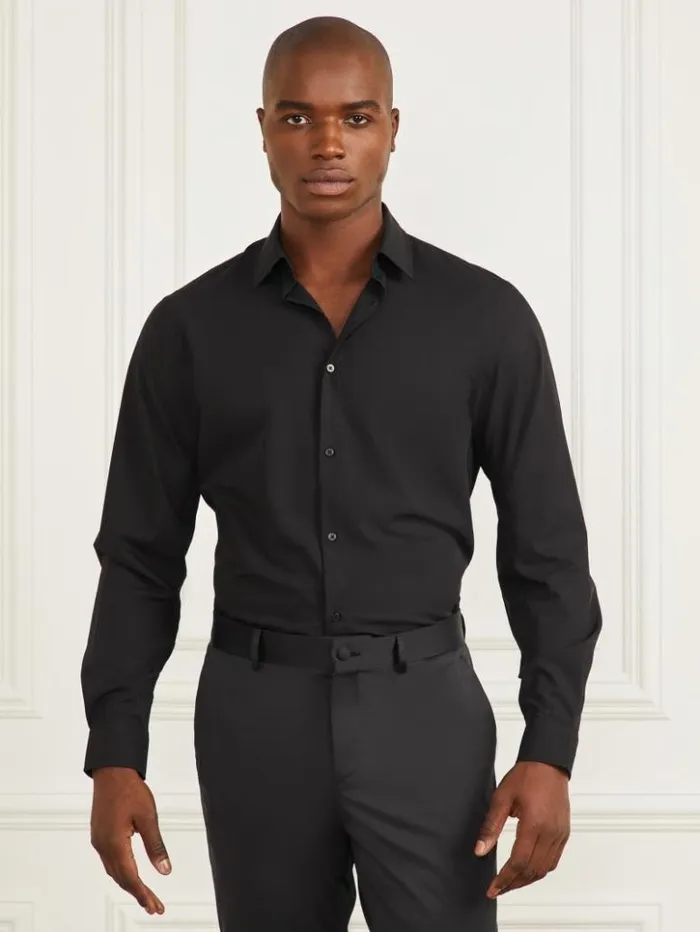 Men GUESS Shirts Jacob Notched Cuff Shirt Black
