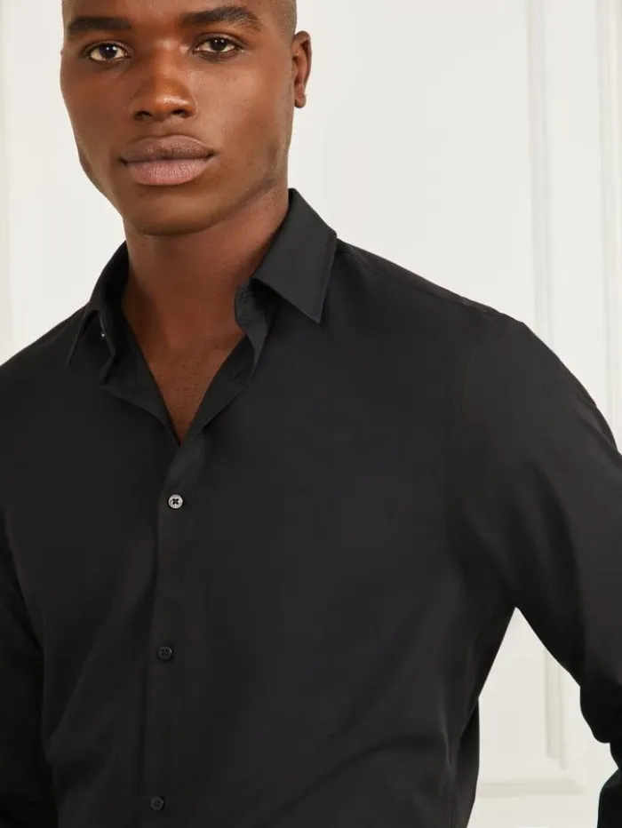 Men GUESS Shirts Jacob Notched Cuff Shirt Black