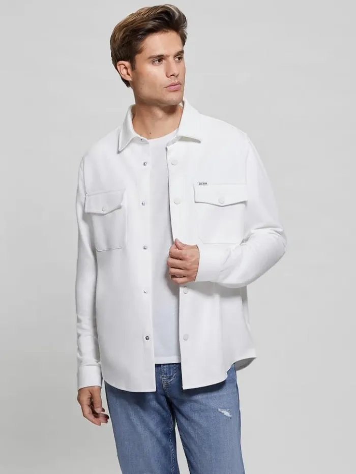 Men GUESS Shirts James Textured Shirt Salt White