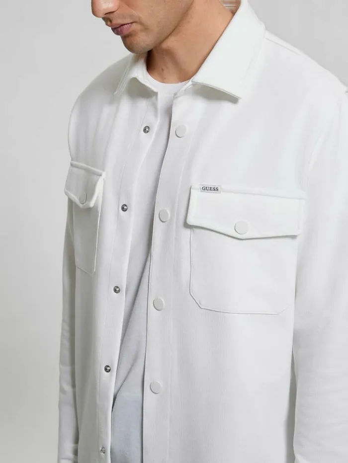 Men GUESS Shirts James Textured Shirt Salt White