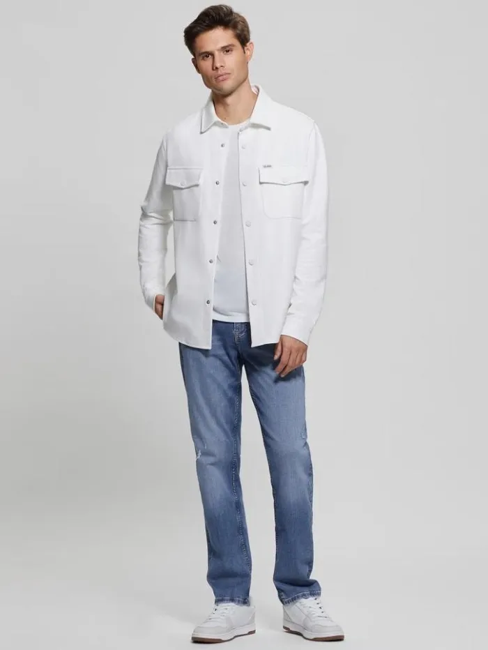 Men GUESS Shirts James Textured Shirt Salt White