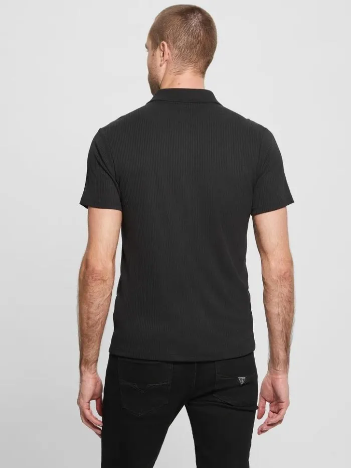 Men GUESS Shirts Newport Ribbed Polo Black