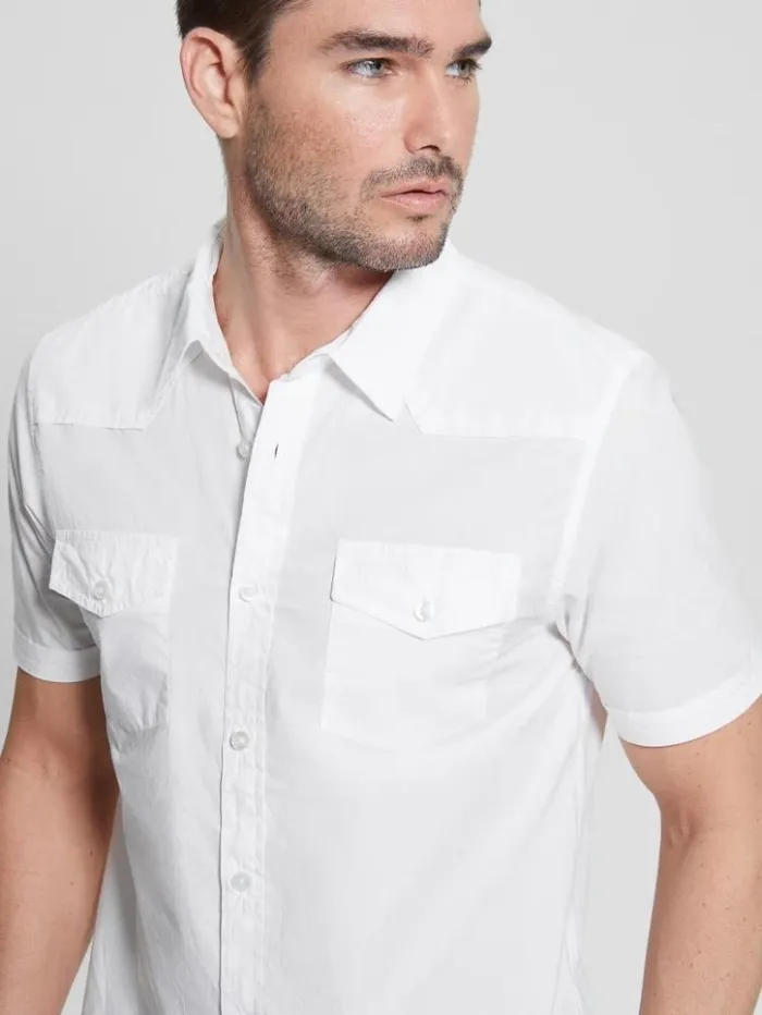 Men GUESS Shirts Nottingham Shirt Blanc Pur