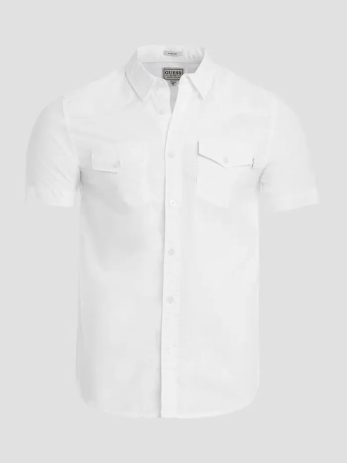 Men GUESS Shirts Nottingham Shirt Blanc Pur