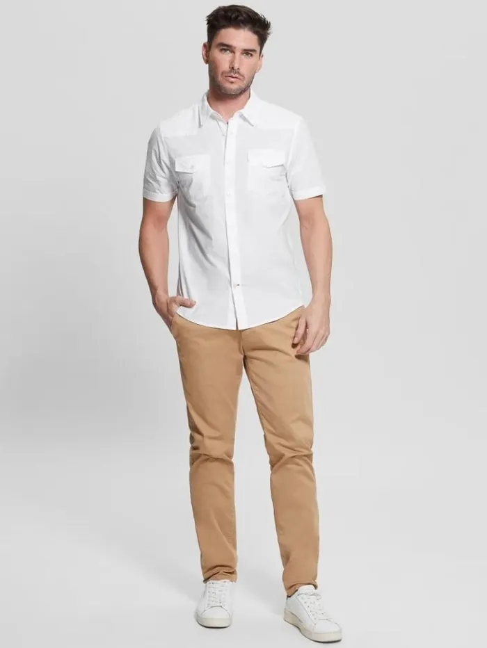 Men GUESS Shirts Nottingham Shirt Blanc Pur