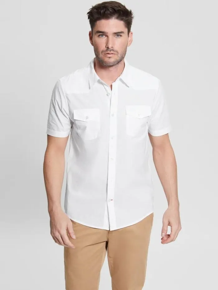 Men GUESS Shirts Nottingham Shirt Blanc Pur