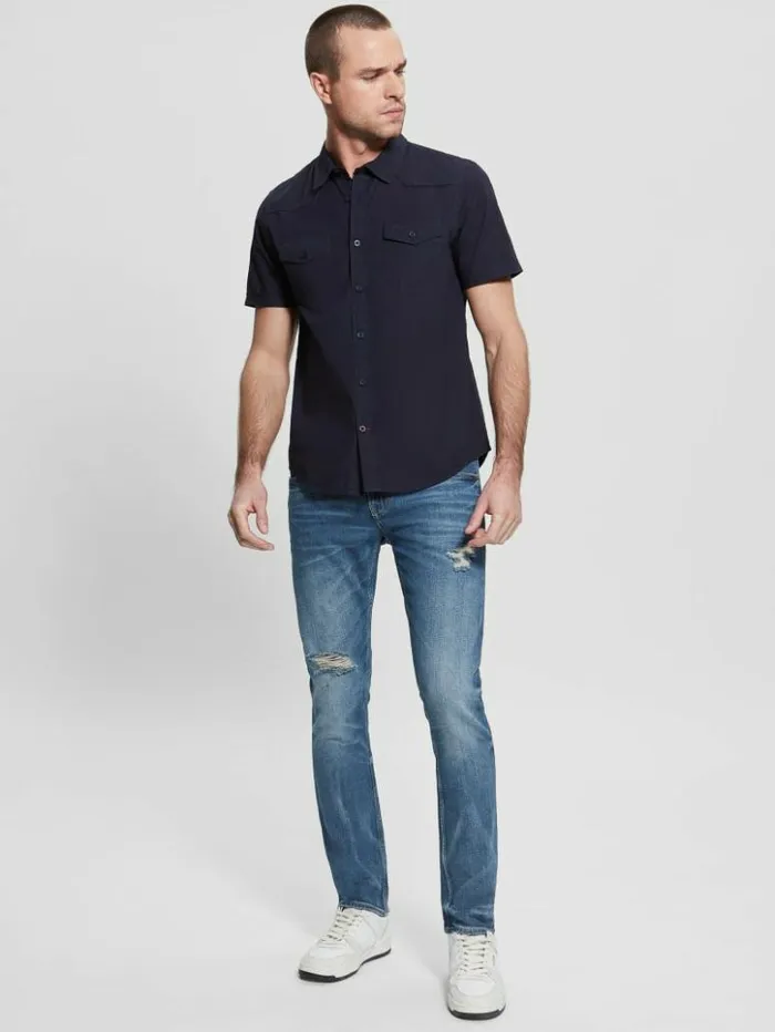 Men GUESS Shirts Nottingham Shirt Bleu lgant