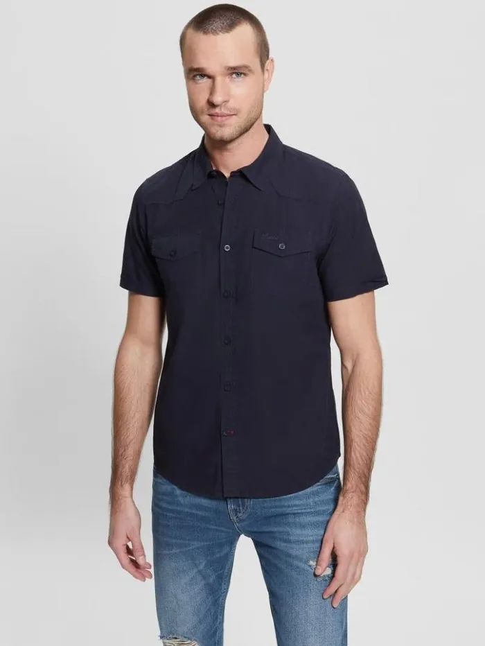 Men GUESS Shirts Nottingham Shirt Bleu lgant