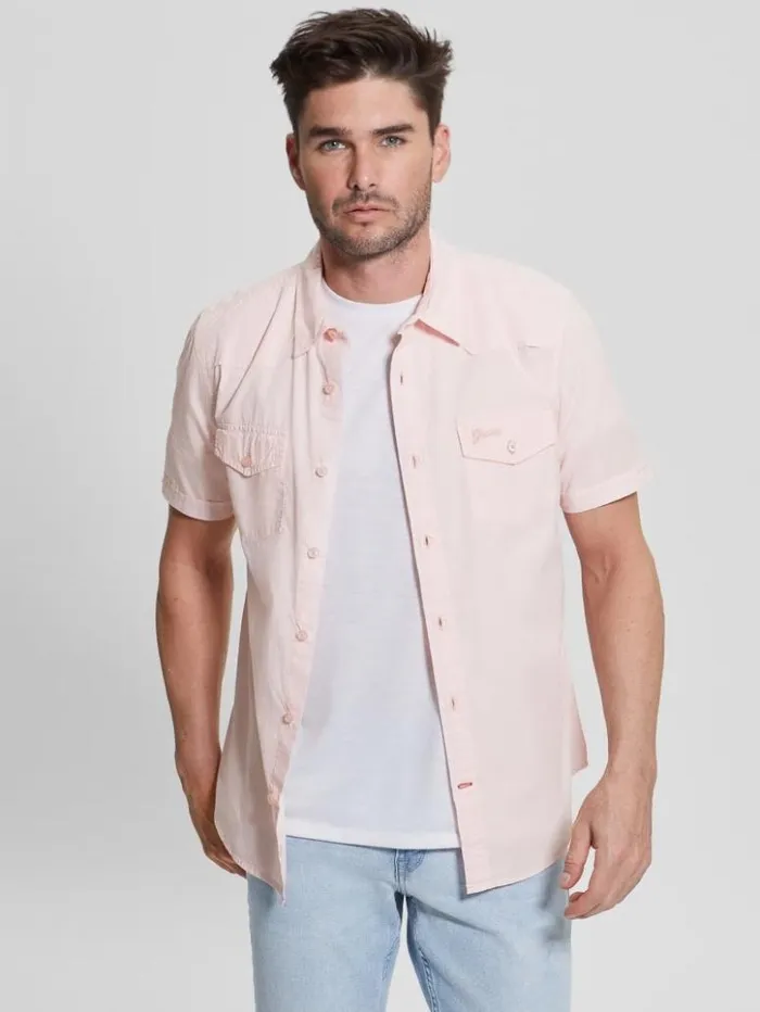 Men GUESS Shirts Nottingham Shirt Blush Cotton