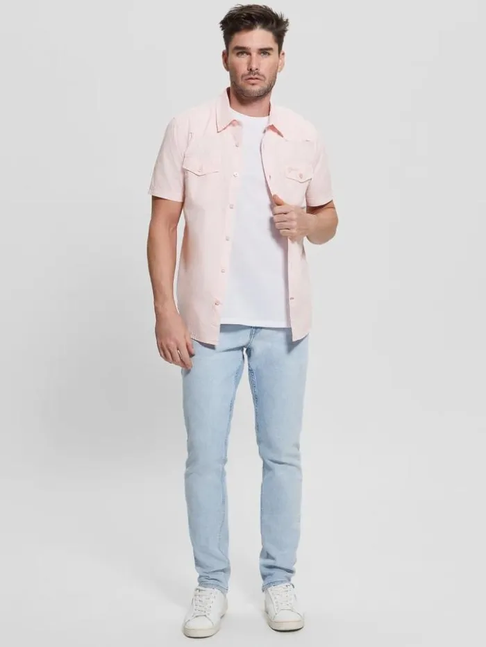 Men GUESS Shirts Nottingham Shirt Blush Cotton