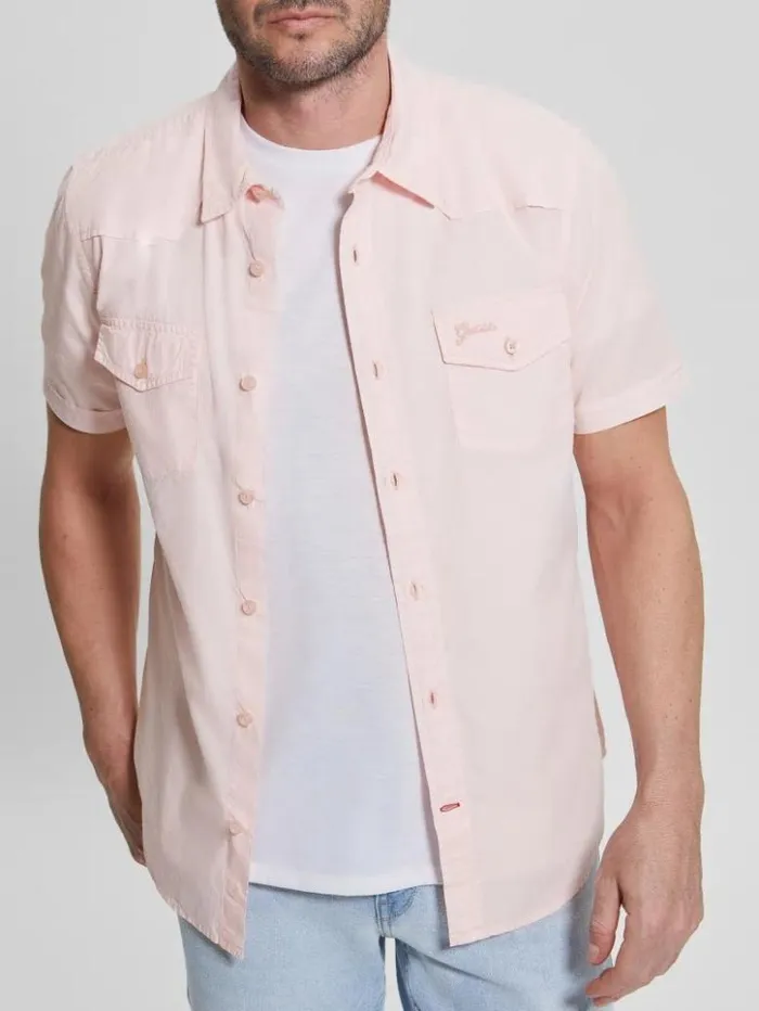 Men GUESS Shirts Nottingham Shirt Blush Cotton