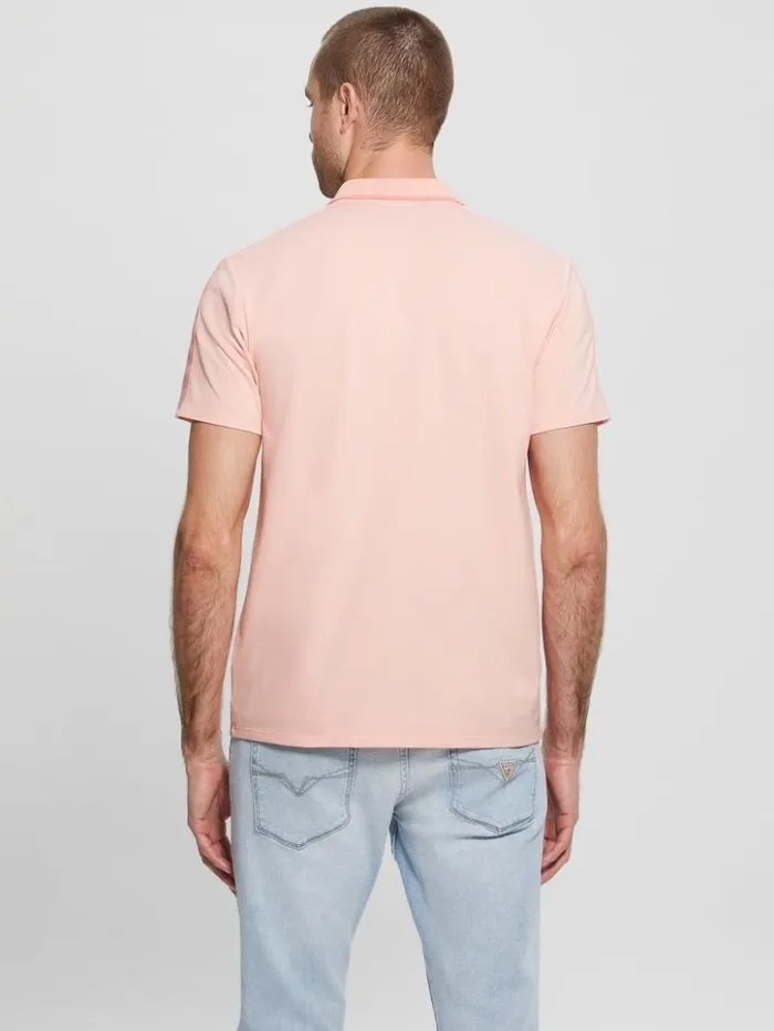 Men GUESS Shirts Paul Pique Tape Polo Shirt Blossom Light Pink