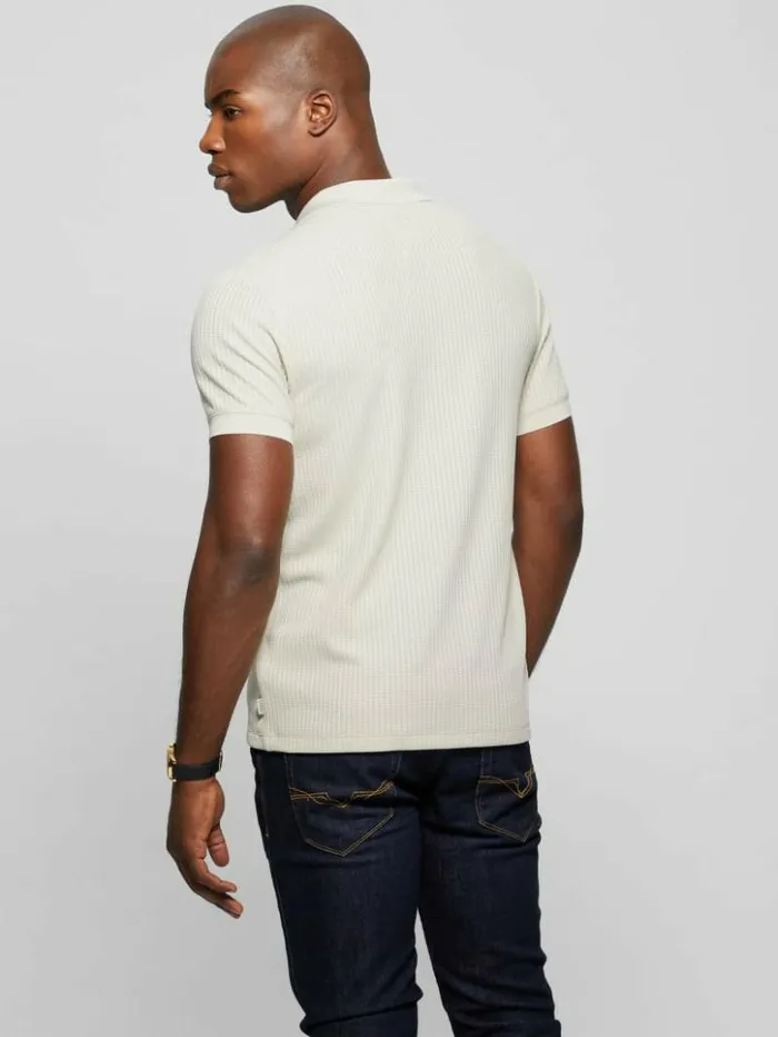 Men GUESS Shirts Pointelle Knit Shirt Birch Bark