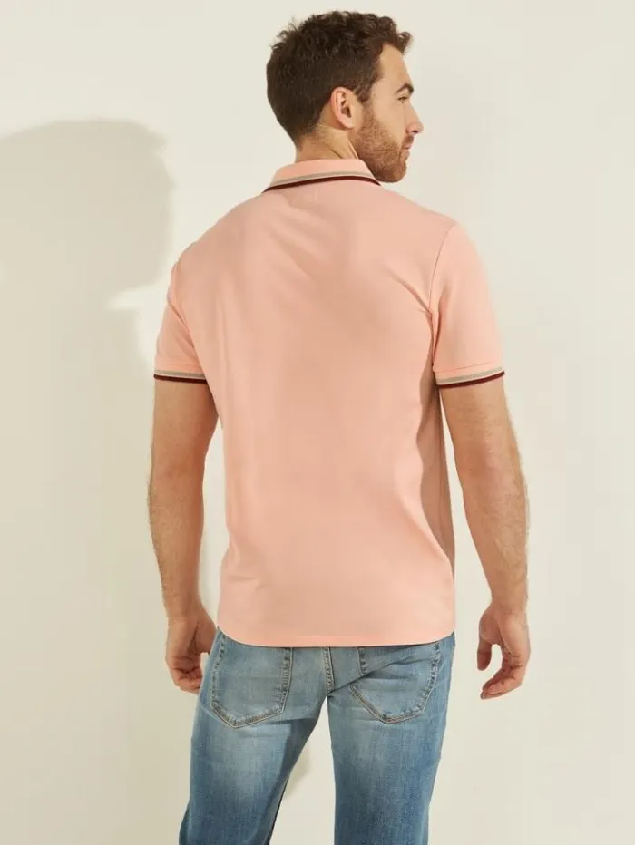Men GUESS Shirts Sports Pique Polo Blossom Light Pink