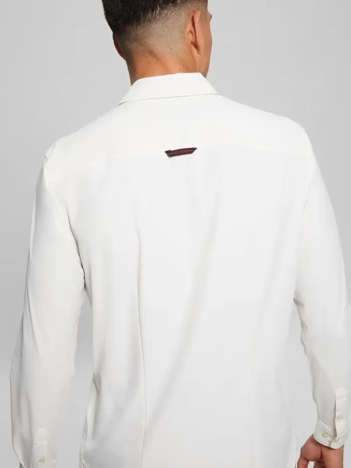 Men GUESS Shirts Sunset TechStretch Shirt Salt White