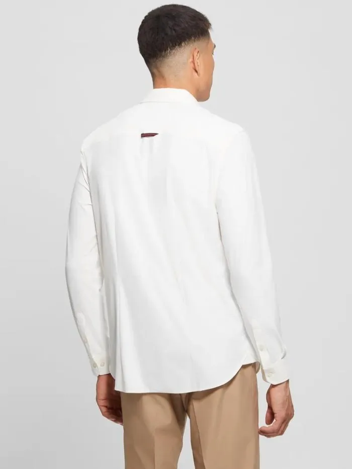 Men GUESS Shirts Sunset TechStretch Shirt Salt White