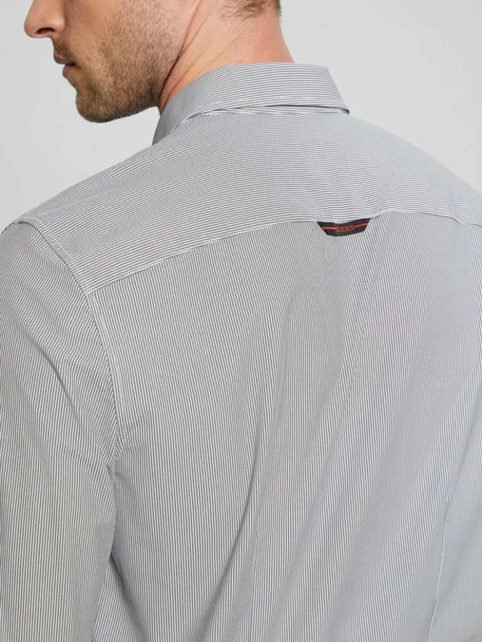 Men GUESS Shirts Sunset TechStretch Shirt Whtblue Pinstripe