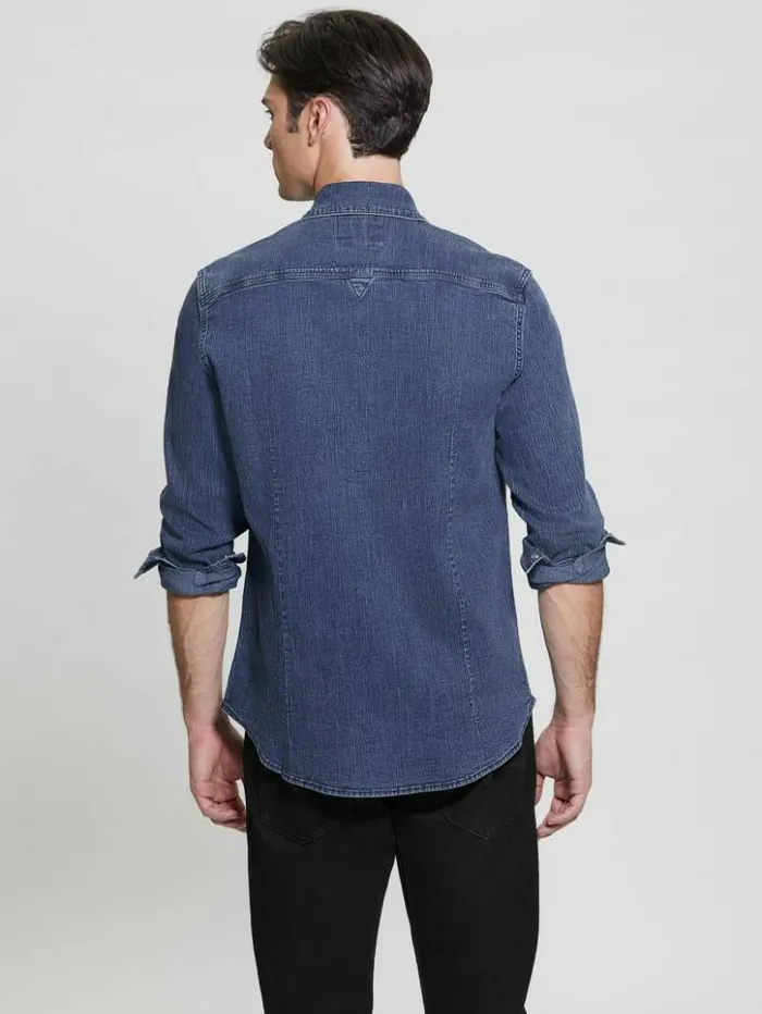 Men GUESS Shirts Truckee Denim Shirt Crest