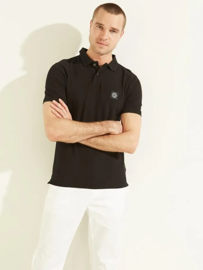 Men GUESS Shirts Washed Polo Black