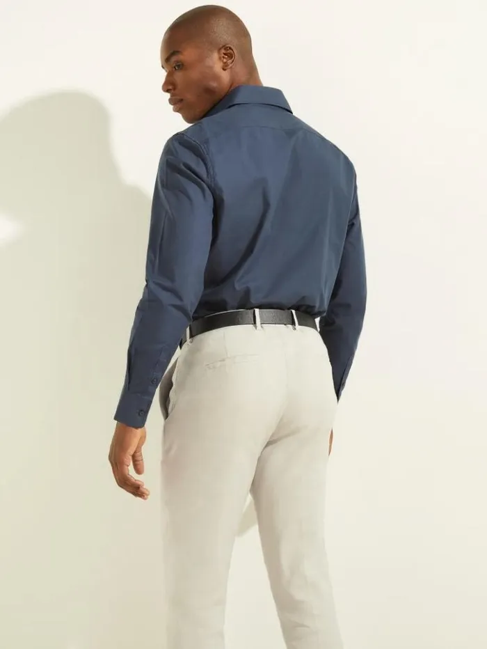 Men GUESS Shirts William Shirt Silk Blue