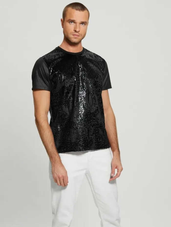 Men GUESS TShirts and Tanks Alameda Snake Tee Black