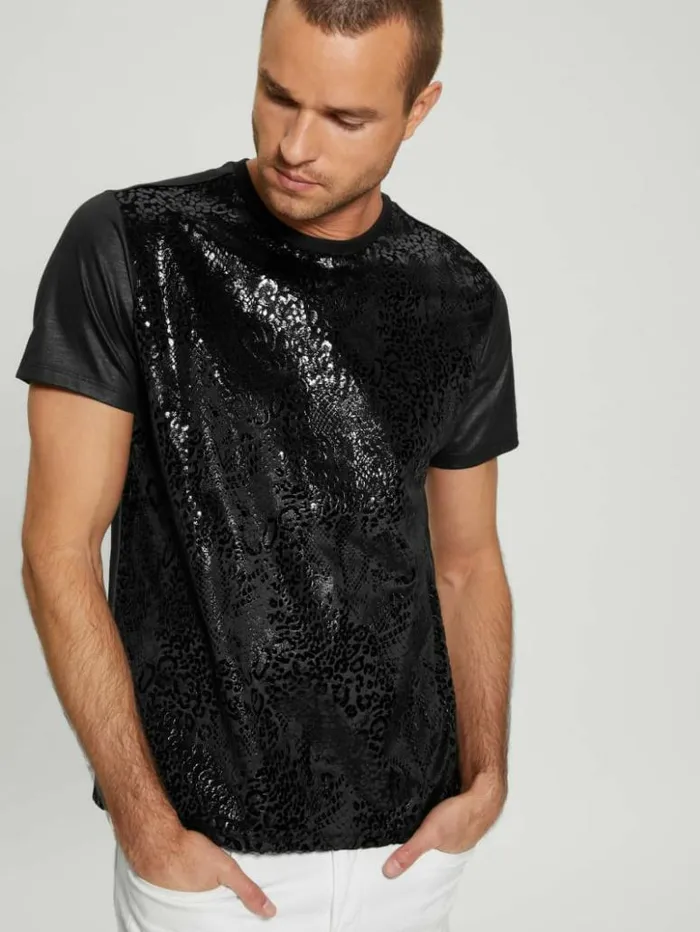Men GUESS TShirts and Tanks Alameda Snake Tee Black