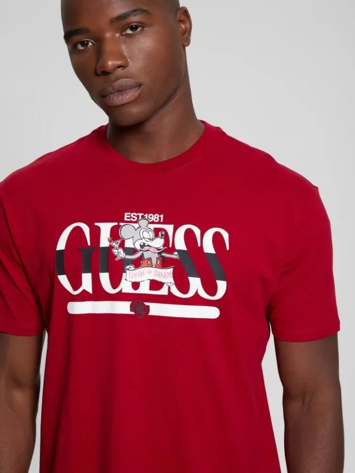 Men GUESS TShirts and Tanks Cartoon Signature Tee Samba Red Vibes