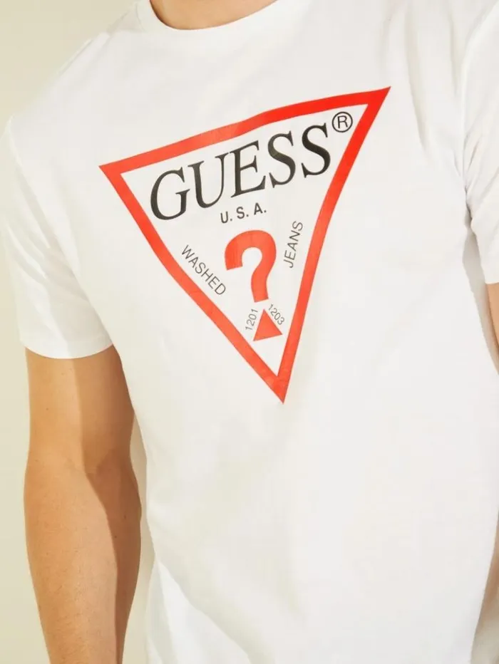 Men GUESS TShirts and Tanks Classic Logo Tee Pure White